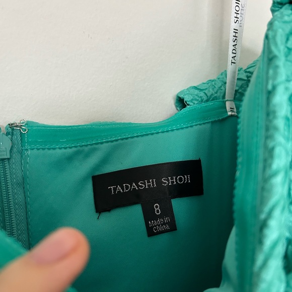 Tadashi Shoji Off-Shoulder Jacquard Cocktail Dress Jasmine Green Size 8 - Picture 6 of 8
